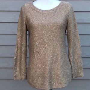 Anne Klein Long Sleeve Gold Round Neck Size M